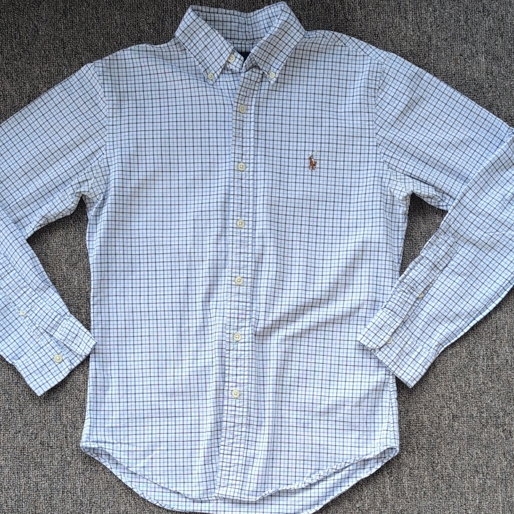 Polo by Ralph Lauren Blue and White Casual Button Down Shirt